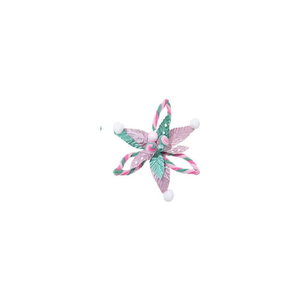 Poinsettia Plush Swirl Clip Asst
