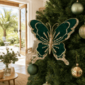 Green Velvet Butterfly Clip styled in an Australian Christmas setting
