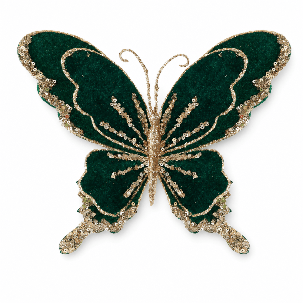 Green Velvet Butterfly Clip (26cm)
