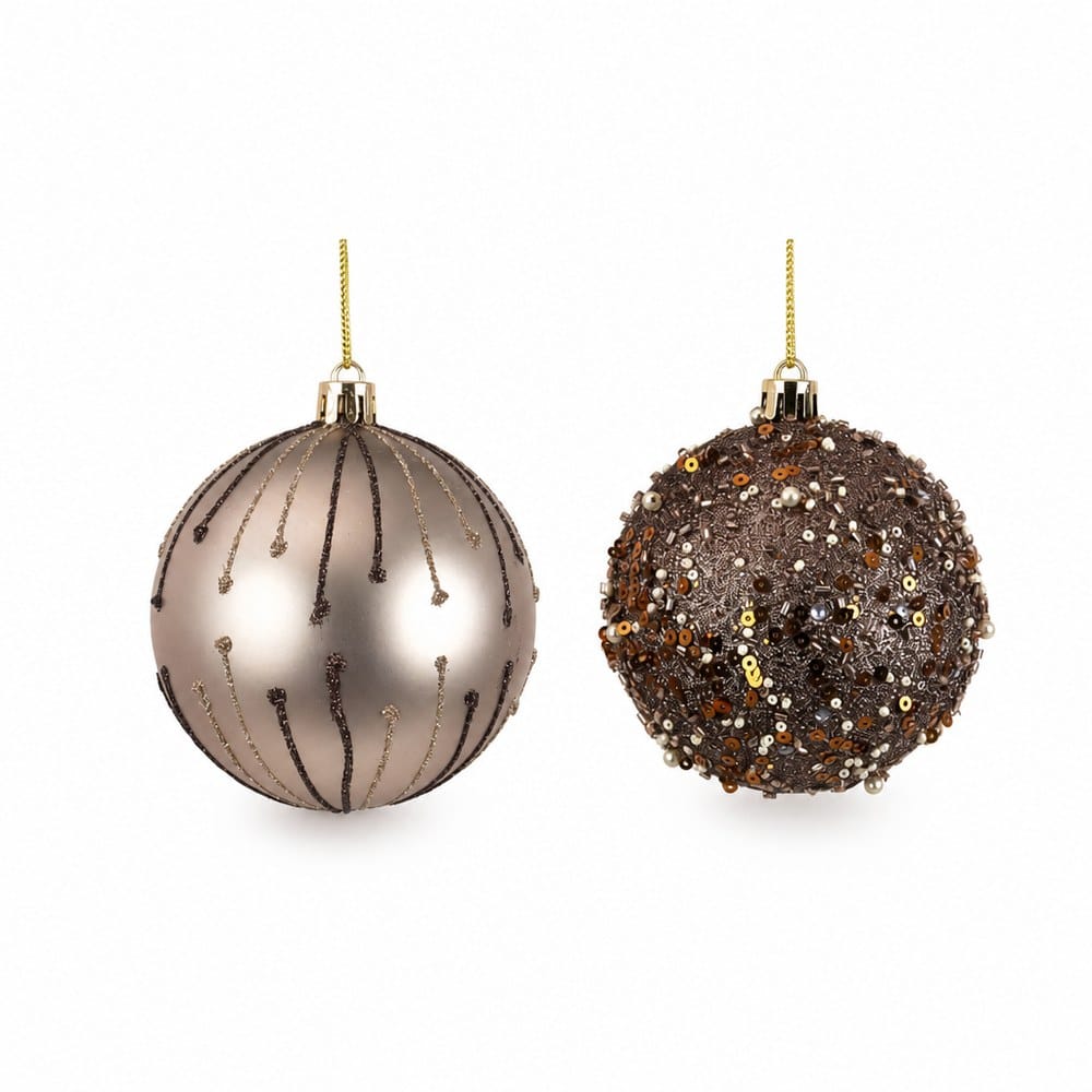 Taupe and Copper Handpainted Baubles (8cm)