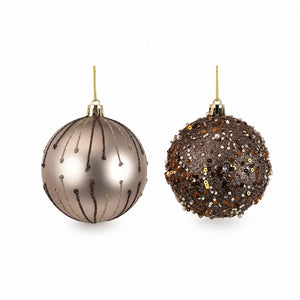 Taupe and Copper Handpainted Baubles (8cm)