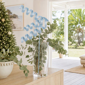 Pale Blue Glitter Swirl Stem (80cm) styled in an Australian Christmas setting
