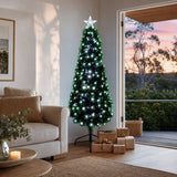 Fibre Optic Tree Slim with Cool White LEDs (1.5m) styled in an Australian Christmas setting