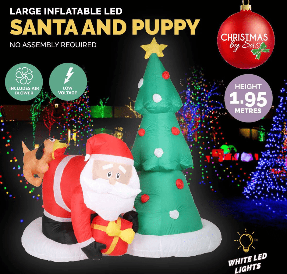 Inflatable Santa and Puppy (1.95m) - View 2