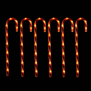 LED Battery Operated Candy Cane Path Lights 6pk (47cm)