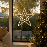 LED Battery Operated Star Motif Warm White lit up in an Australian Christmas setting