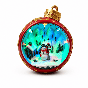 LED Musical Red Christmas Bauble Scene (14.5cm)