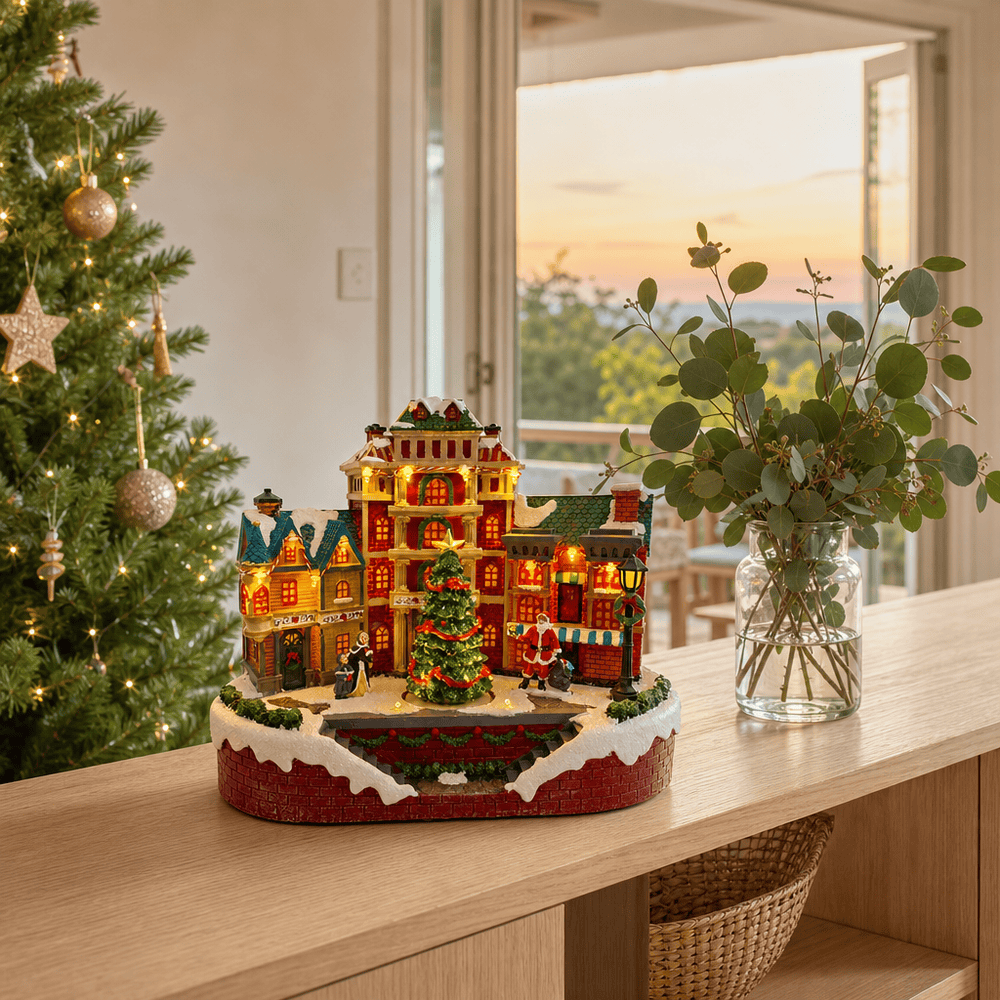 LED Musical Victorian Christmas Square styled in an Australian Christmas setting
