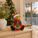 LED Musical Yuletide Drummer Bear styled in an Australian Christmas setting