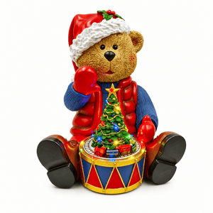 LED Musical Yuletide Drummer Bear (27cm)