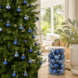 Navy Bauble Pack 25pk styled in an Australian Christmas setting