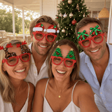 Novelty Christmas Glasses worn at an Australian Christmas party