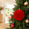 Red Flocked Ribbed Bauble styled in an Australian Christmas setting