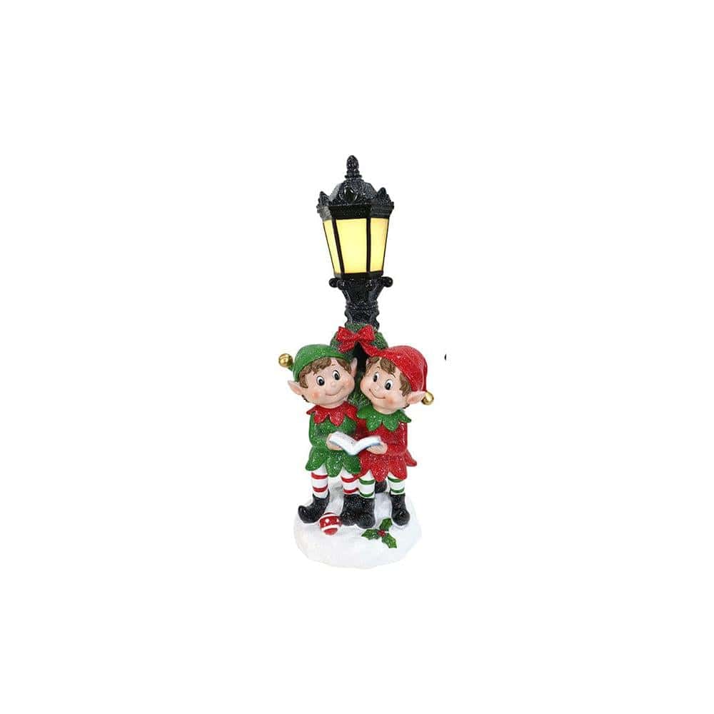 Light Up Street Lamp Two Figure Scene Asst (36cm)