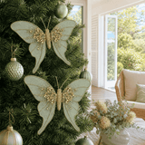 Sage Green Lush Garden Butterfly Clip 2pk styled in an Australian Christmas setting