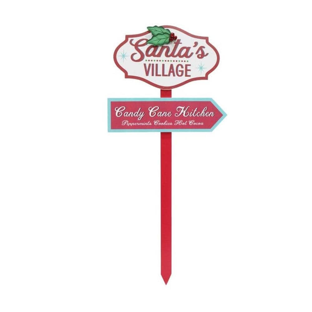 Santa's Village Sign with Metal Holly 3 Asst (70cm)