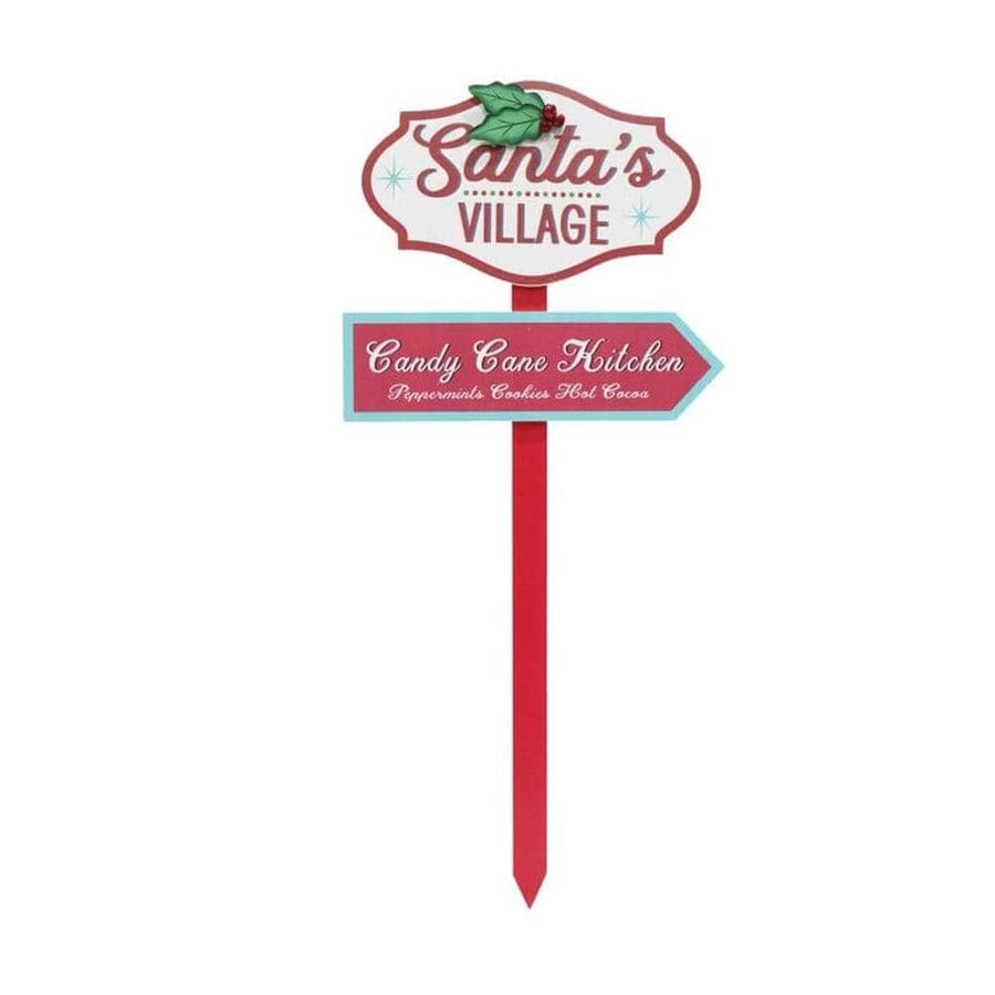 Santa's Village Sign with Metal Holly 3 Asst (70cm)