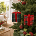 Tartan Present Ornament styled in an Australian Christmas setting