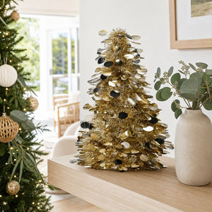 Tinsel Tree Decoration Champagne styled in an Australian Christmas setting