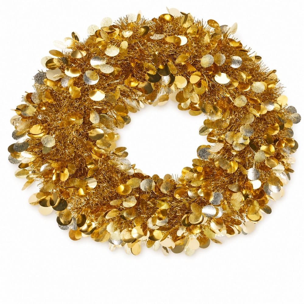 Dark Gold Tinsel Wreath (46cm)