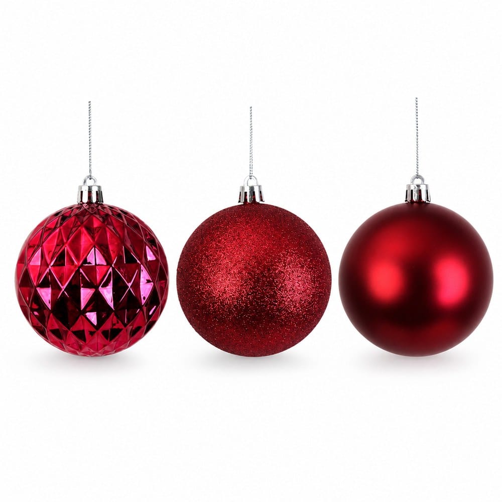 Mulberry Red Shatterproof Baubles 4pk (8cm)