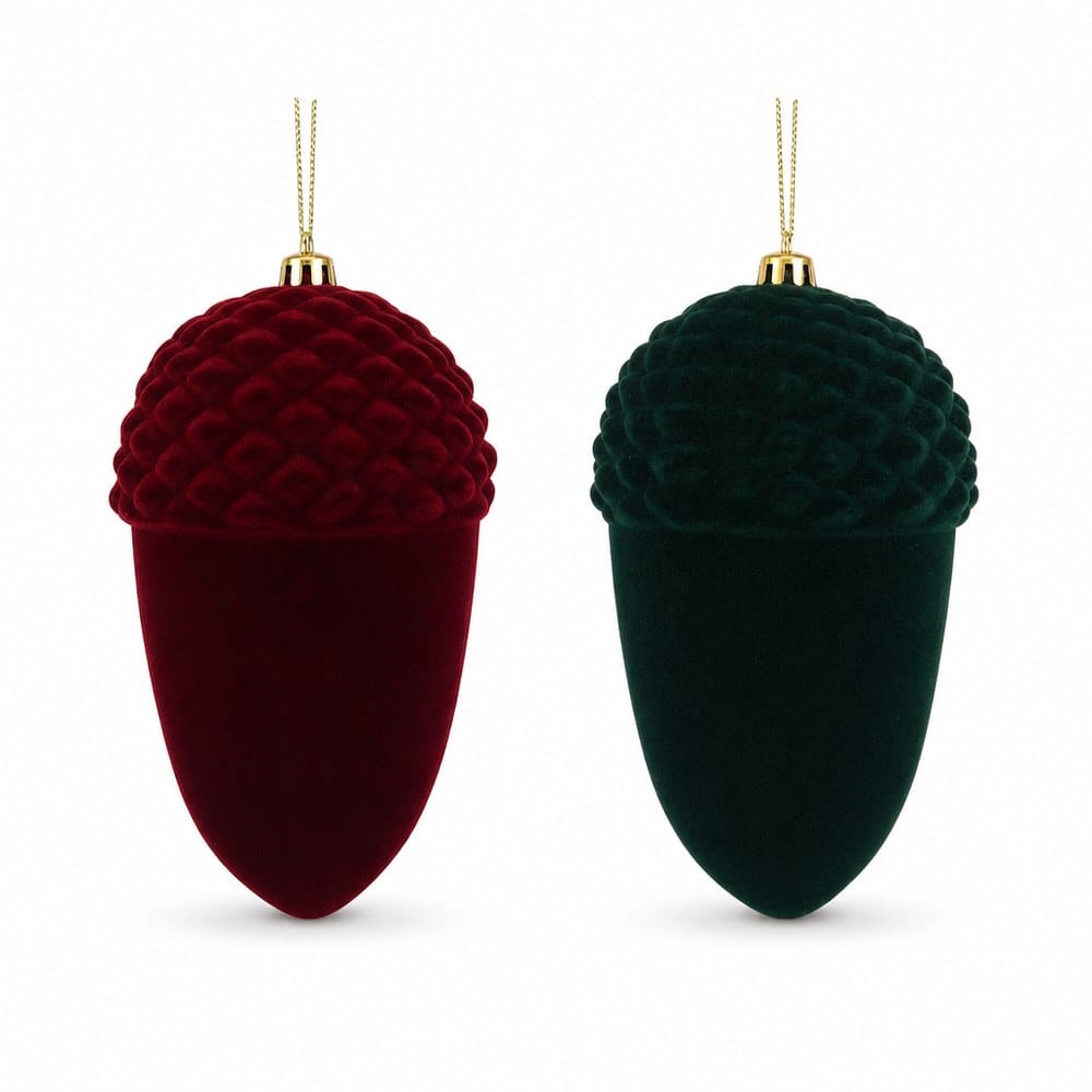 Flocked Acorn Ornament (8x13cm)