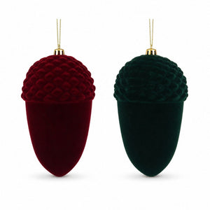 Flocked Acorn Ornament (8x13cm)
