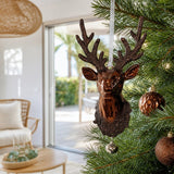 Copper Reindeer Head Ornament on a decorated Christmas tree
