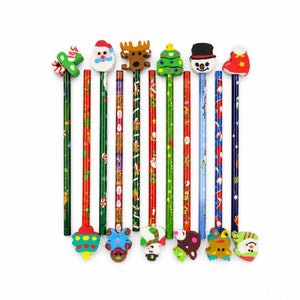 Christmas Pencils/Erasers Set (12pc)
