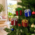 Tinsel Hanging Presents Asst (6cm) styled in an Australian Christmas setting