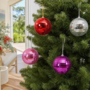 Mirror Ball Bauble Asst (10cm) styled in an Australian Christmas setting