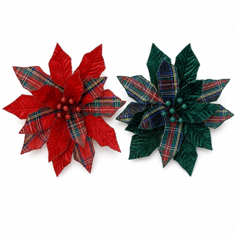 Tartan Heritage Poinsettia Clip