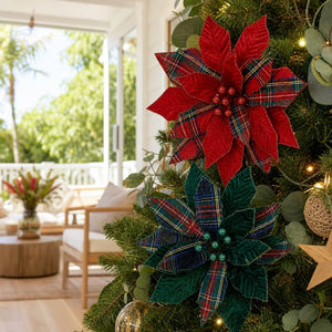 Tartan Heritage Poinsettia Clip styled in an Australian Christmas setting