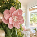 Pink Icy Peony Clip styled in an Australian Christmas setting