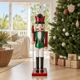 Burgandy and Green Nutcracker (80cm) styled in an Australian Christmas setting