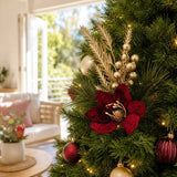 Metallic Pine and Bauble Magnolia Stem on a decorated Christmas tree