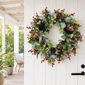White Berry and Pinecone Leafy Wreath styled in an Australian Christmas setting