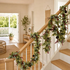 White Berry and Pinecone Leafy Garland styled in an Australian Christmas setting