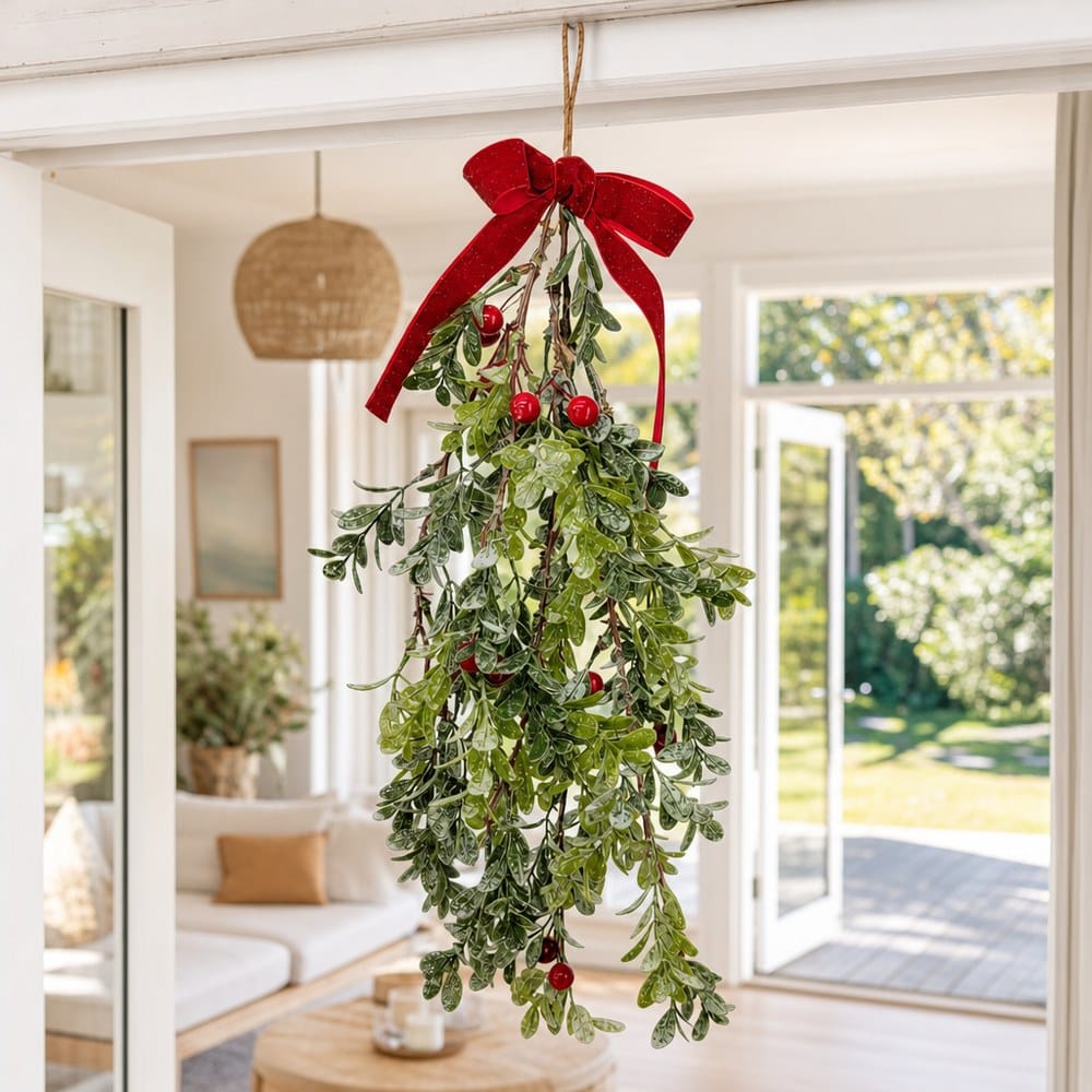 Frosted Mistletoe Berry Hanger styled in an Australian Christmas setting