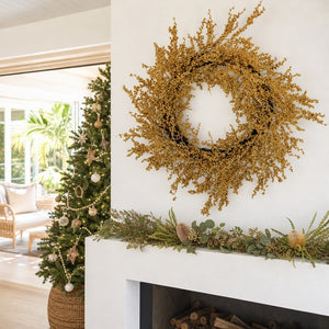 Metallic Berry Wreath styled in an Australian Christmas setting