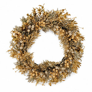 Metallic Leaf and Berry Wreath (60cm)