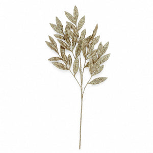 Champagne Glitter Leaf Branch (75cm)