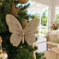 Grey Velvet Butterfly on a decorated Christmas tree