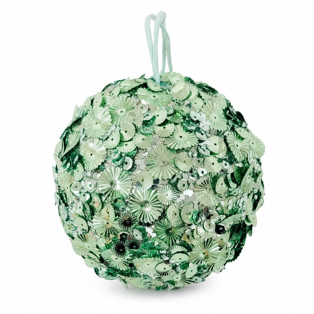 Green Sequins Bauble (10cm)