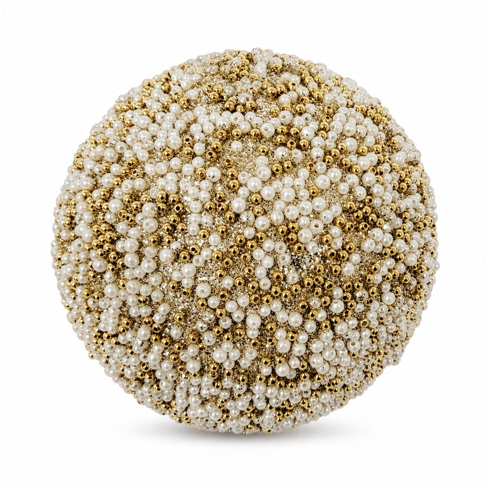 White Gold Beaded Bauble (16cm)
