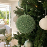Mint Glitter Bauble on a decorated Christmas tree