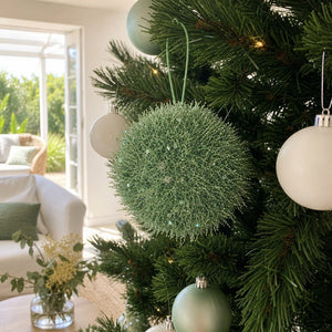 Mint Glitter Bauble on a decorated Christmas tree
