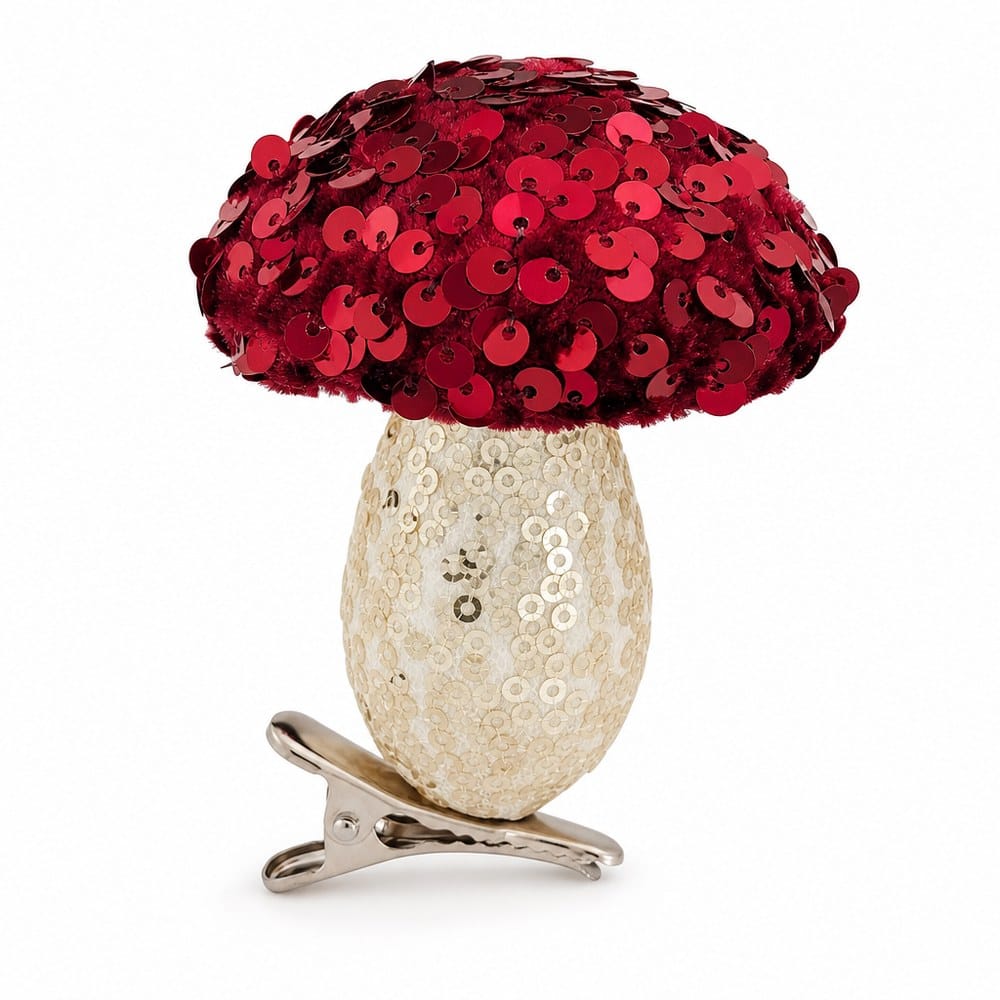 Red Sequined Mushroom Clip (9cm)
