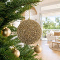 Champagne Glitter and Sequins Bauble on a decorated Christmas tree
