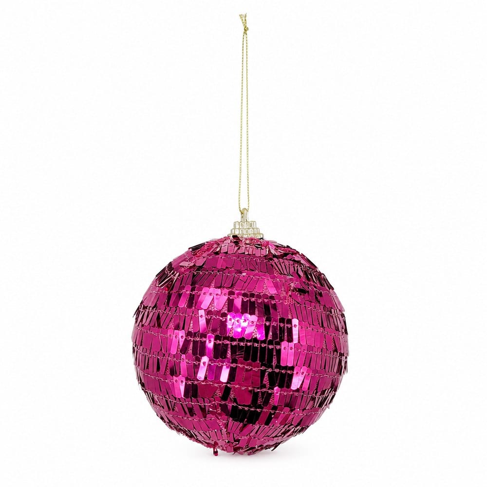 Hot Pink Sequin Bling Bauble (10cm)